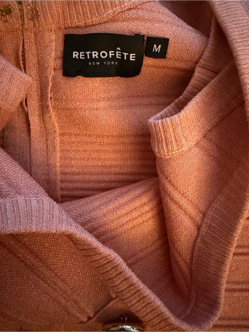 Retrofete Peach Scoop-Neck Button Mini Dress - Picture 9 of 9